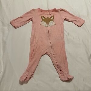 Cater’s Adorable Pink Fox Baby One Piece Long Sleeves Footies Size 6M